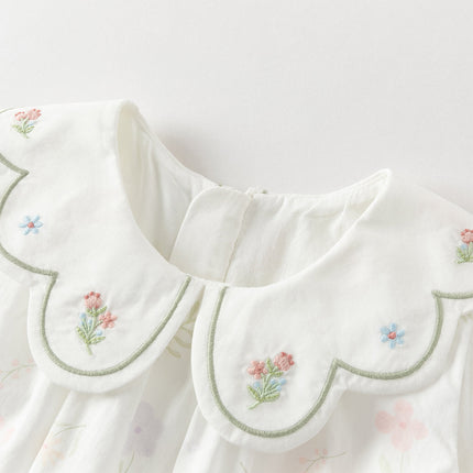 Toddler Girls Summer Adorable Floral Print Soft Cotton A-line Bubble Dress