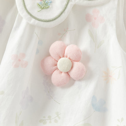 Toddler Girls Summer Adorable Floral Print Soft Cotton A-line Bubble Dress