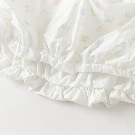 Toddler Girls Summer Adorable Floral Print Soft Cotton A-line Bubble Dress