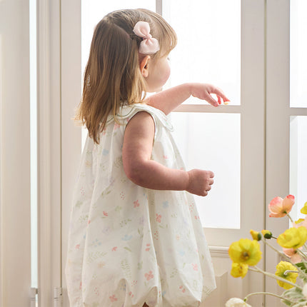 Toddler Girls Summer Adorable Floral Print Soft Cotton A-line Bubble Dress