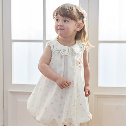 Toddler Girls Summer Adorable Floral Print Soft Cotton A-line Bubble Dress