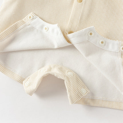 Toddler Boys Summer Khaki Breathable Fake-two-piece Short Sleeve Rompers
