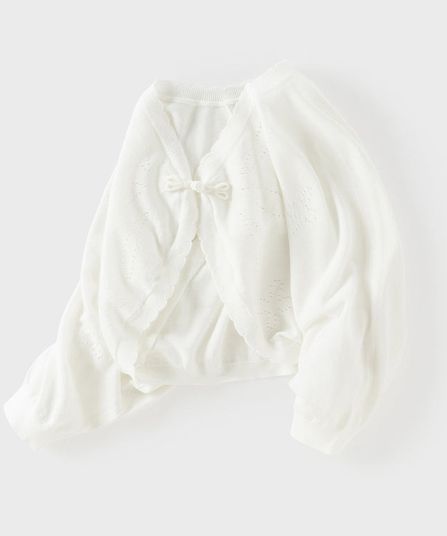 Toddler Girls Summer Elegant White Lightweight Batwing Sweater Cardigans