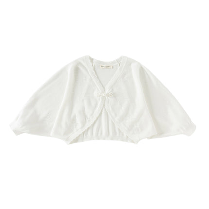 Toddler Girls Summer Elegant White Lightweight Batwing Sweater Cardigans