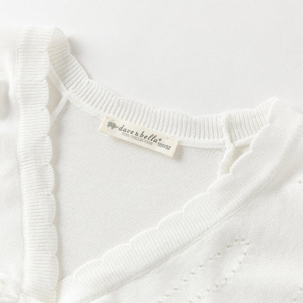 Toddler Girls Summer Elegant White Lightweight Batwing Sweater Cardigans