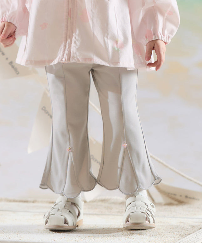 Toddler Girls Summer Fashion Versatile Light Grey Slim Flared Comfortable Pants