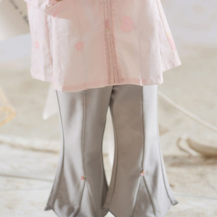 Toddler Girls Summer Fashion Versatile Light Grey Slim Flared Comfortable Pants