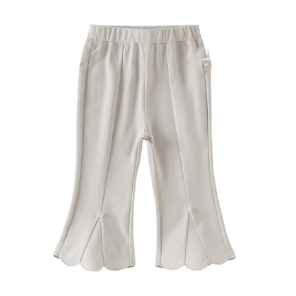 Toddler Girls Summer Fashion Versatile Light Grey Slim Flared Comfortable Pants