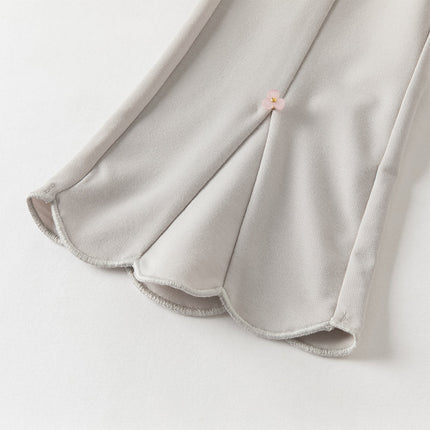 Toddler Girls Summer Fashion Versatile Light Grey Slim Flared Comfortable Pants