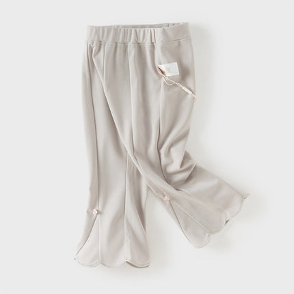 Toddler Girls Summer Fashion Versatile Light Grey Slim Flared Comfortable Pants