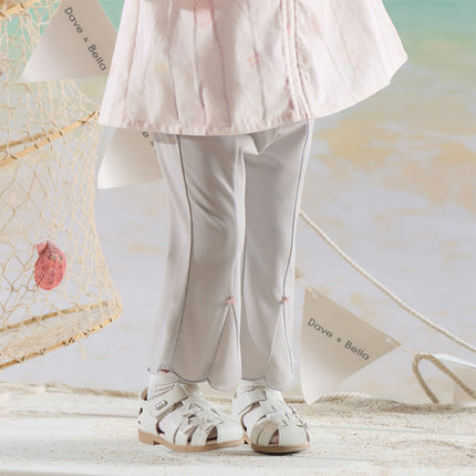 Toddler Girls Summer Fashion Versatile Light Grey Slim Flared Comfortable Pants