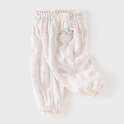 Toddler Girls Summer Pink/Beige Soft Loose Mosquito Proof Jogger Pants