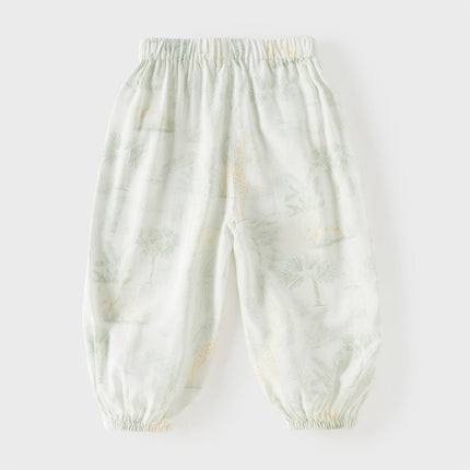 Toddler Girls Summer Pink/Beige Soft Loose Mosquito Proof Jogger Pants