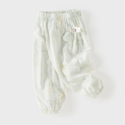 Toddler Girls Summer Pink/Beige Soft Loose Mosquito Proof Jogger Pants