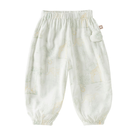 Toddler Girls Summer Pink/Beige Soft Loose Mosquito Proof Jogger Pants