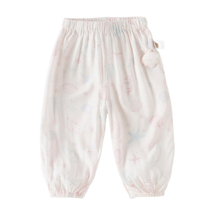 Toddler Girls Summer Pink/Beige Soft Loose Mosquito Proof Jogger Pants