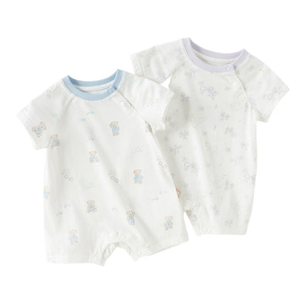 Baby Girls/Boys Summer Short Sleeve Indoor Breathable Cotton Soft Rompers