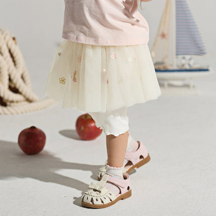 Toddler Girls Summer Cute Beige Mesh Skirt-style Pants