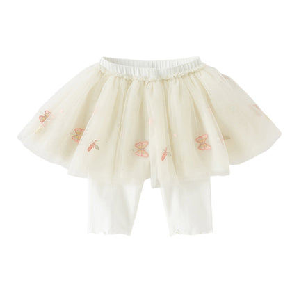 Toddler Girls Summer Cute Beige Mesh Skirt-style Pants