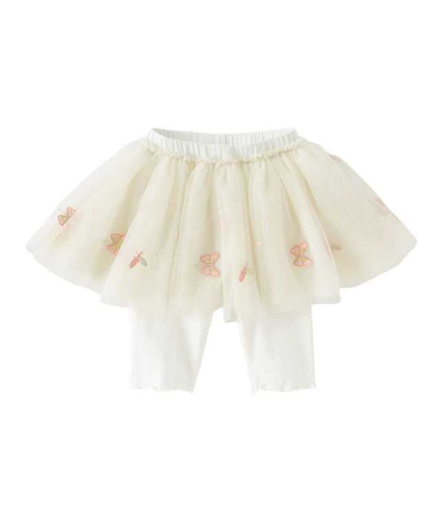 Toddler Girls Summer Cute Beige Mesh Skirt-style Pants