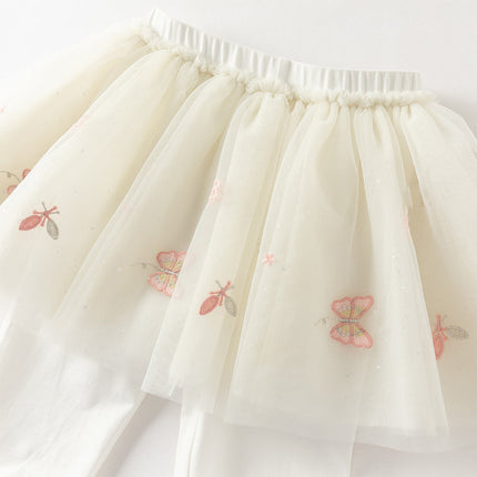 Toddler Girls Summer Cute Beige Mesh Skirt-style Pants