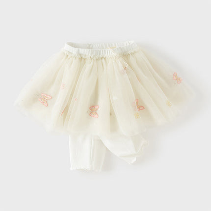 Toddler Girls Summer Cute Beige Mesh Skirt-style Pants