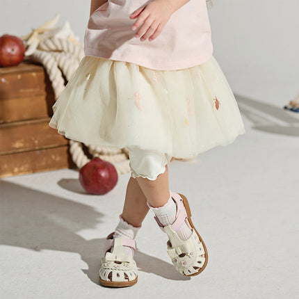 Toddler Girls Summer Cute Beige Mesh Skirt-style Pants