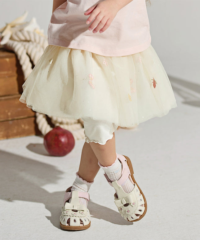 Toddler Girls Summer Cute Beige Mesh Skirt-style Pants