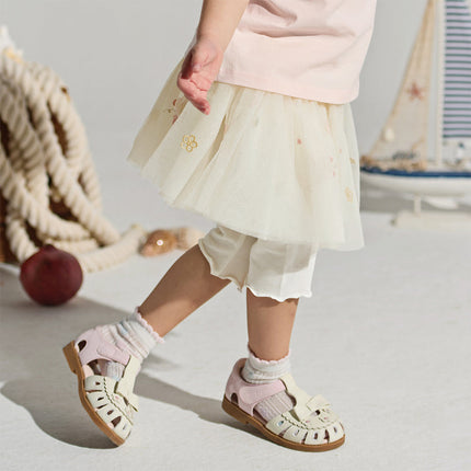 Toddler Girls Summer Cute Beige Mesh Skirt-style Pants