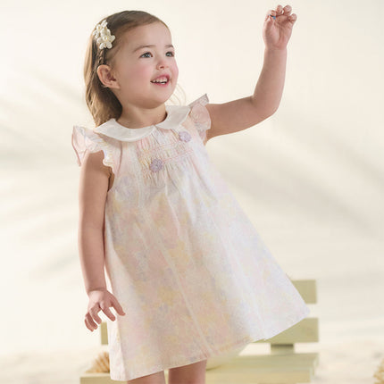 Toddler Girls Summer Light Pink Floral Sleeveless Soft Cotton A-line Daily Dress