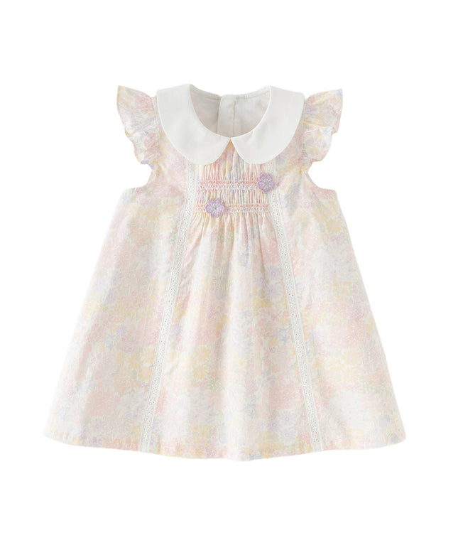 Toddler Girls Summer Light Pink Floral Sleeveless Soft Cotton A-line Daily Dress