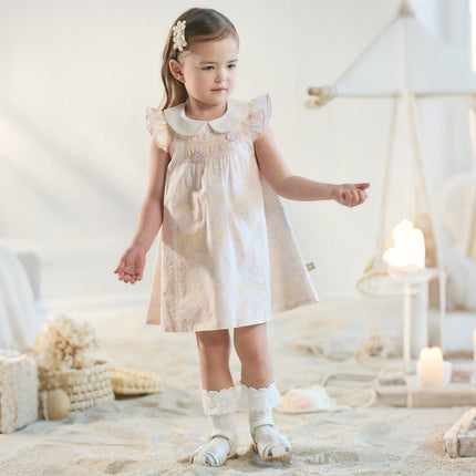 Toddler Girls Summer Light Pink Floral Sleeveless Soft Cotton A-line Daily Dress