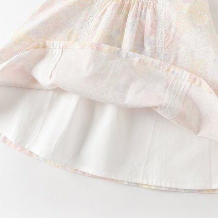 Toddler Girls Summer Light Pink Floral Sleeveless Soft Cotton A-line Daily Dress