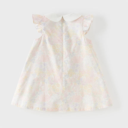 Toddler Girls Summer Light Pink Floral Sleeveless Soft Cotton A-line Daily Dress