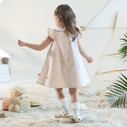 Toddler Girls Summer Light Pink Floral Sleeveless Soft Cotton A-line Daily Dress