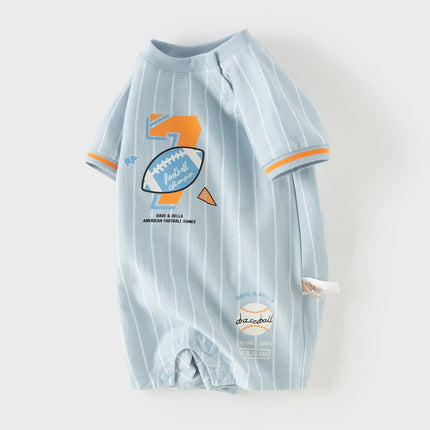 Baby Boys Summer Sky Blue Short-sleeved Comfortable Cotton Indoor Rompers