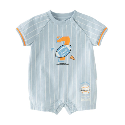 Baby Boys Summer Sky Blue Short-sleeved Comfortable Cotton Indoor Rompers
