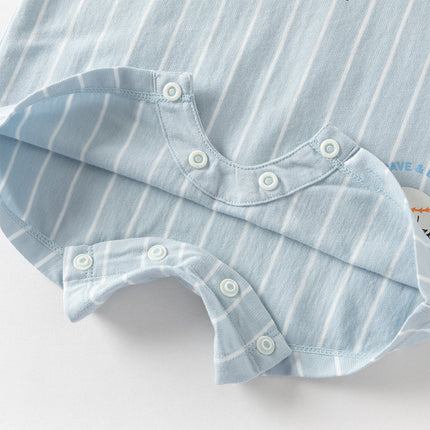 Baby Boys Summer Sky Blue Short-sleeved Comfortable Cotton Indoor Rompers