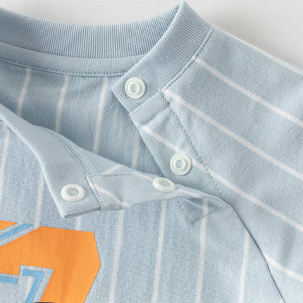 Baby Boys Summer Sky Blue Short-sleeved Comfortable Cotton Indoor Rompers