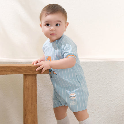 Baby Boys Summer Sky Blue Short-sleeved Comfortable Cotton Indoor Rompers