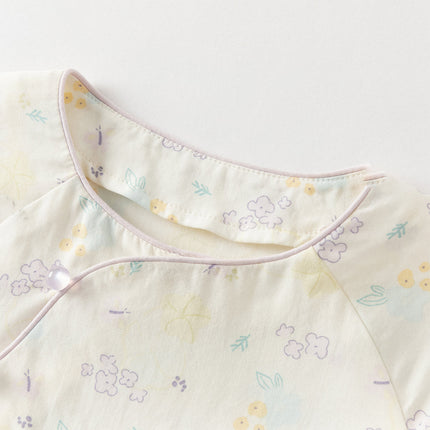 Baby Girls Summer Beige Butterfly Print Soft Indoor Rompers