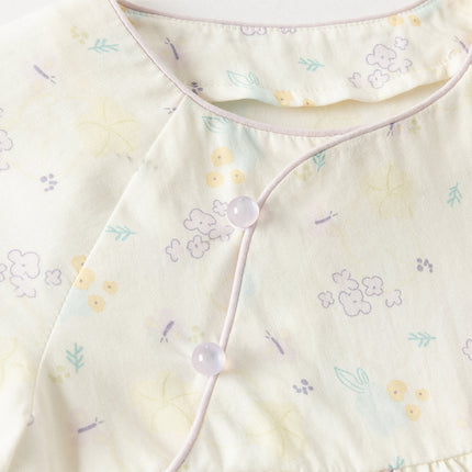 Baby Girls Summer Beige Butterfly Print Soft Indoor Rompers