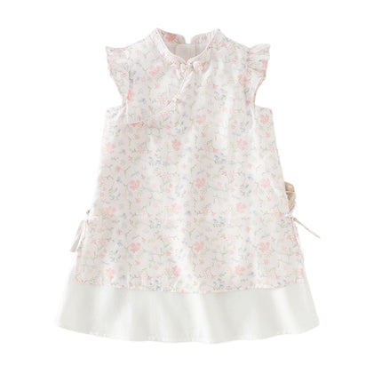 Toddler Girls Summer Floral Print Turtle Elegant Chinese-style Party Dress