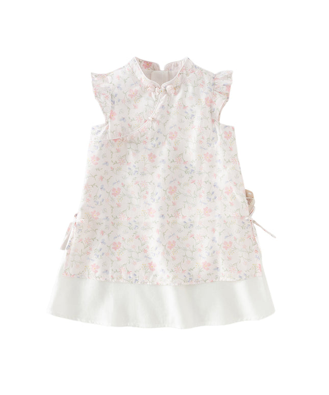 Toddler Girls Summer Floral Print Turtle Elegant Chinese-style Party Dress
