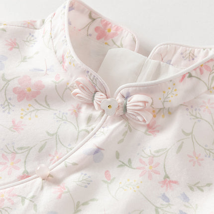 Toddler Girls Summer Floral Print Turtle Elegant Chinese-style Party Dress