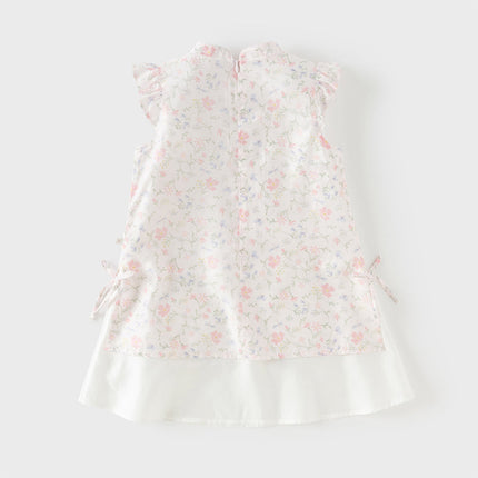 Toddler Girls Summer Floral Print Turtle Elegant Chinese-style Party Dress
