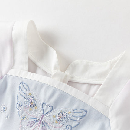 Toddler Girls Summer Butterfly Print Chinese-style Mesh Dress(wallet bag)