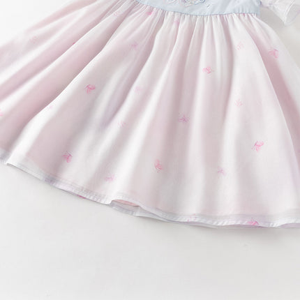 Toddler Girls Summer Butterfly Print Chinese-style Mesh Dress(wallet bag)