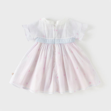Toddler Girls Summer Butterfly Print Chinese-style Mesh Dress(wallet bag)