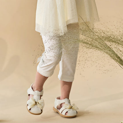 Toddler Girls Summer Versatile Beige/Purple Stretchable Soft Pants